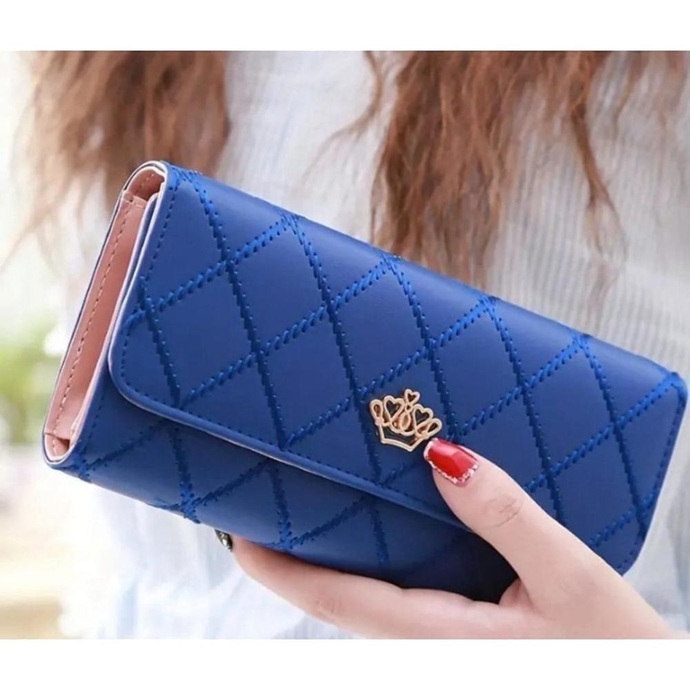 Crown Rhombus Pattern Wallet In Blue - Picture 2 of 7